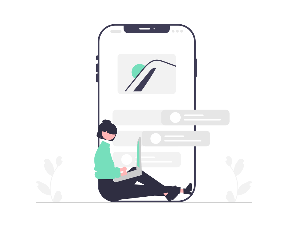 Illustration of a mobile developer working